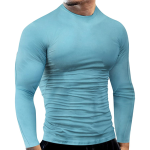 Camisas de manga larga de compresión atlética con cuello redondo para hombre de alta calidad, camiseta atlética de secado rápido ajustada para entrenamiento de gimnasio - Product Image 2