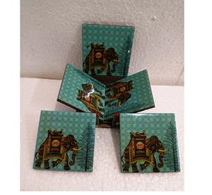 PINK FLORAL Heart Shaped Marble Coasters With <b>Gold</b> or Silver Natural Wood and Marble Mango coaster Made in India - Product Image 2