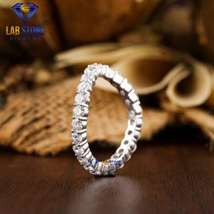 Anillo de diamante de corte brillante redondo TDW 1.925, anillo de ajuste de pavé de oro blanco de 18K, piedra de laboratorio de diamante Cvd/Hpht - Product Image 4
