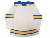 Özel bej mavi sarı buz hokeyi Jersey numarası kişiselleştirilmiş uzun kollu takım üniforma anti-bakteriyel 100% Polyester Unisex
