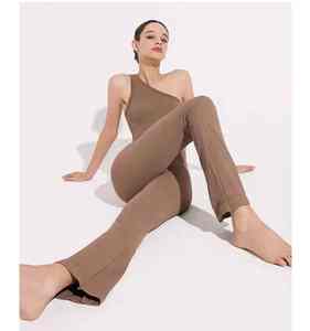 2025 dernier pantalon de yoga maigre personnalisé leggings de confort en coton légèrement évasé pour les femmes - Product Image 2