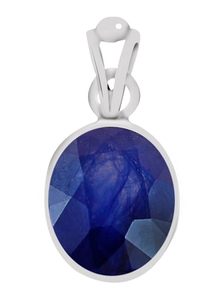 Tishya Diamond Blue Sapphire (Neelam) 4.8cts 5.25ratti Oval Cut <b>Silver</b> <b>Pendant</b> <b>for</b> <b>Men</b> & Women Gold Rose Gold Plating Available - Product Image 3