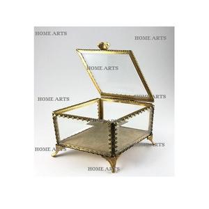 Boîte à bijoux au design admirable, qualité supérieure, verre et laiton, couleur or, boîte à bagues et à colliers, best-seller - Product Image 1