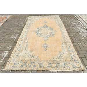 พรมวินเทจ ขนาด 5.3x9.4 ฟุต พรมสีน้ำเงินลายตะวันออก ทำจากขนสัตว์ - Product Image 1