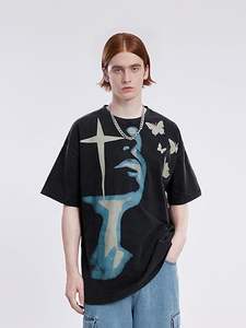 T-shirt en coton épais de haute qualité, personnalisé avec impression sérigraphique, t-shirt oversize uni pour homme, t-shirt graphique épais - Product Image 2