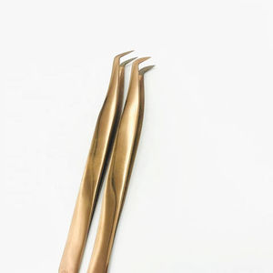 Juego de Pinzas para Extensión de Pestañas Profesionales Personalizadas, Redondas, Color Oro Rosa, Material de Acero Inoxidable con Punta de Fibra - Product Image 3