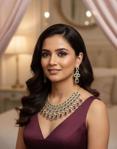 Ensemble collier et boucles d'oreilles en pierre de larme royale de qualité supérieure, couleur violet, pour femmes, événements spéciaux, disponible au prix d'exportation - Product Image 2