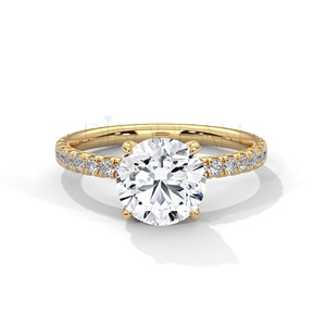 Dernière conception de bague de fiançailles en diamant taille ronde 14k or massif Simple Solitaire Leb Grown Diamond Ring Bridal Promise Ring - Product Image 1