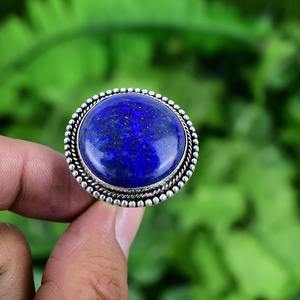 Bague en argent sterling 925 à la main en pierres précieuses Lapis Spinner Bague en argent sterling 925 Design classique Cadeau de mariage Bague de promesse Bijoux - Product Image 3