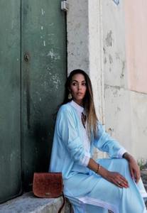 Novedades Vestidos caftán con abertura lateral y manga larga bordados hasta el tobillo con cuello alto para mujer - Product Image 3