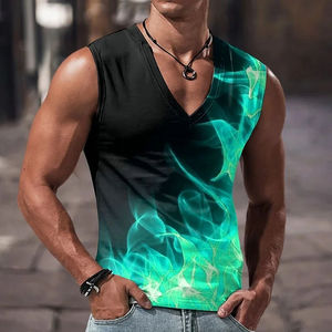 Camisetas sin mangas con estampado 3D para hombre, camisetas divertidas con patrón colorido, camisetas holgadas de verano para vacaciones, camisetas deportivas callejeras con cuello en V - Product Image 1