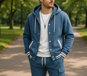 Men's Plus Size Baseball Hooded <b>Cardigan</b> <b>Sweatshirt</b> Winter Tracksuit Sets Breathable Sporty Polyester Cotton Knitted Tracksuits - Product Image 4