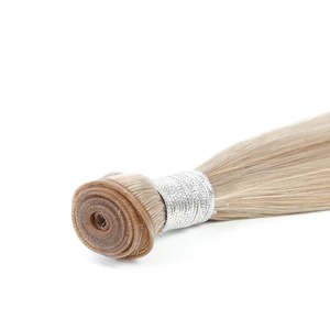 For Genius Weft 12A Remy Russian Virgin <b>Hair</b> <b>Extensions</b> Flat Weft Natural Wave <b>Ash</b> <b>Blonde</b> #18A - Product Image 3