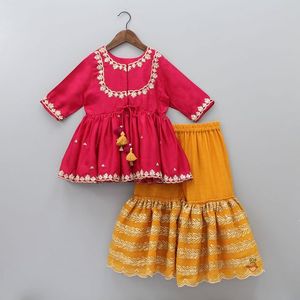 NEW---BEAUTIFUL DESIGN de couleur brodé sur le LONG KURTA avec SALWAR--DRESS pour bébé et sa personnalisation dans n'importe quelle taille & couleur = 2023 - Product Image 1