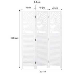 Separador de Ambientes de Madera de Pino Macizo Blanco de 3 Paneles Estilo Costero, Biombo Plegable para Interiores, Decorativo para Oficina en Casa, Pantalla de Privacidad - Product Image 4