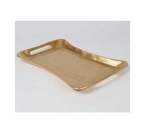 Plateau de service de dessert de qualité exclusive pour accessoires de cuisine, forme rectangulaire, plateau de service pour thé et café en couleur or - Product Image 1