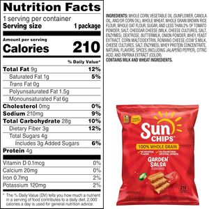 SunChips Chips de Cereales Integrales 100%, Salsa de Jardín, Bolsas de 1.5 oz, Paquete de 64 - Product Image 6