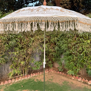 Modern Peach Valance Wooden <b>Frame</b> Parasol Umbrella Manual Control Big Print List Simple Style-New Arrival for Garden Resorts - Product Image 1