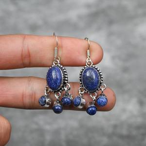 Lapis Lazuli Earrings 925 Sterling Silver Handmade Gemstone Earrings Jewelry Gift For Her Women Luxury Fashion - Product Image 6