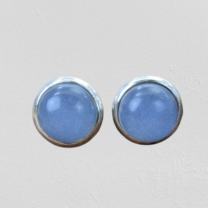 Pendientes de tuerca giratorios de Plata de Ley 925 para niñas, joyería fina hecha a mano, calcedonia, piedras preciosas naturales sólidas, regalos de joyería con sello 925 - Product Image 1