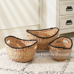 Cesta de jacinto de agua tejida a mano, paja de almacenamiento, productos de artesanía hechos a mano, uso doméstico de proveedor indio al por mayor - Product Image 3