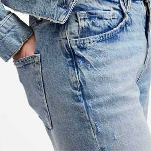 Jeans de Mezclilla Lavados de Cintura Alta, Corte Recto, Ajuste Regular, Casuales para Mujer, Alta Calidad, Venta al Por Mayor 2024 - Product Image 5