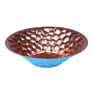 Hammered Pure Copper Fruit <b>Bowl</b> for Home Hotel and Kitchen Serving <b>Bowl</b> Round Shaped Copper and <b>Blue</b> Color Serving <b>Bowl</b> Supplies - Product Image 1