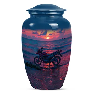 Urna Funeraria Pequeña para Cenizas Humanas, Modelo Sunset Motorcycle, para Guardar Recuerdos - Product Image 1