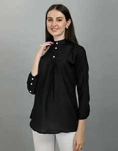 เสื้อเบลาส์ทำงานผ้าฝ้าย100สำหรับผู้หญิงเสื้อเบลาส์แขนยาวแบบกระดุมครึ่งแขนสไตล์คลาสสิกของประเทศออสเตรเลีย - Product Image 6