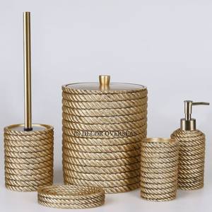 Último patrón llegada Metal chapado en oro de alta calidad Diseñador único y vidrio transparente hecho Juego de 8 juegos de baño para el hogar y el hotel - Product Image 4