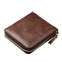 Kualitas Grosir Desain Populer Kulit Asli Anti RFID Ritsleting Vintage Tampilan Stylish Mudah Digunakan Fashion Kustom OEM