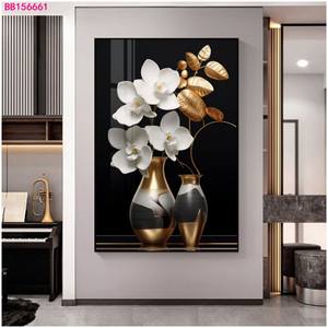 ขวดดอกไม้สีดำและสีทองหรูหราสำหรับตกแต่งบ้านภาพวาดคริสตัลเซรามิก - Product Image 2