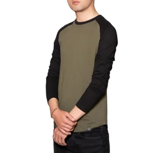 Camiseta de Manga Larga Estilo Raglán con Patrón Estándar para Hombre, 100% Algodón, Retro, Estilo Béisbol, con Logotipo Personalizado, Ropa Urbana - Product Image 3