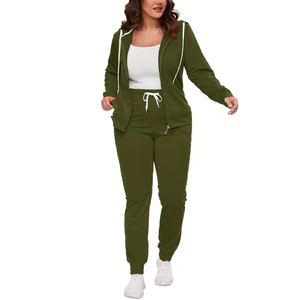 Conjunto Deportivo de Alta Calidad para Mujer, Chaqueta con Capucha y Cremallera de Manga Larga, Pantalones Deportivos, Trajes para Correr al Aire Libre, Fitness, Jogging, Venta al Por Mayor - Product Image 1