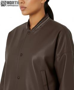 Veste d'hiver respirante coupe ajustée en cuir véritable pour femme personnalisable-NORTH APPROACH INDUSTRY - Product Image 5