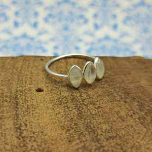 แหวนฝาสามชิ้นแบบเรียบง่ายลายรุ้งมูนสโตนประดับมุกพลอย925สเตอริงเงินใส่ลำลองแหวนของขวัญแต่งงาน - Product Image 3