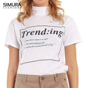 SIMURA FASHIONS Camiseta de Algodón para Mujer, Estampado Personalizado, Cuello Redondo, Manga Corta, Estilo Casual, Corte Regular, Talla Adulto - Product Image 2