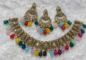 Ensemble de boucles d'oreilles collier gracieux étincelle AD pour femmes bijoux en laiton élégants pour mariages Festivals événements culturels ou cadeaux - Product Image 4