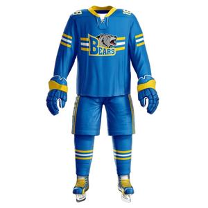 ชุดฮ็อกกี้น้ำแข็งพิมพ์ลายซับลิเมตชุดยูนิฟอร์มผ้าพิมพ์ลายโลโก้ออกแบบได้ตามต้องการ - Product Image 2