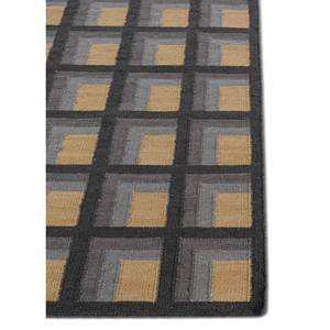 พรมขนสัตว์ทอลายเรียบสีเทาและสีดำ รุ่น Adwl-13024 ลายเรขาคณิตและนามธรรม ขนาดใหญ่ สำหรับใช้ในบ้าน โถงทางเดิน หรือห้องต่างๆ - Product Image 4