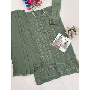 Traje Tradicional Étnico de Alta Calidad para Mujer, Estilo Palazzo con Pantalones Kurta Únicos, para Festivales y Fiestas - Product Image 3