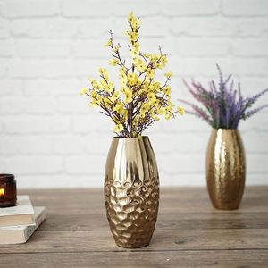 Vase en fer martelé demi-doré moderne pour décoration intérieure et extérieure pour salon et balcon - Product Image 3