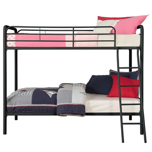 Cama de metal minimalista moderna con acceso seguro a la escalera - Product Image 1