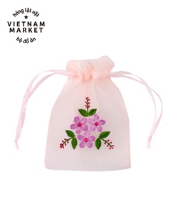 Sac en lin brodé à la main avec broderie de différentes couleurs sac à dos en lin 100% doux lavé OEM fabriqué au Vietnam - Product Image 3