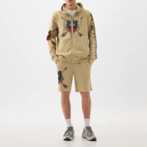 Conjunto de ropa deportiva con estampado sólido personalizado para hombre, pantalones cortos con capucha de secado rápido de algodón liso de primavera y talla grande al por mayor - Product Image 2