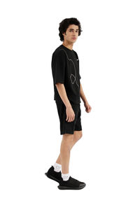 Diseño personalizado de los hombres de peso pesado de algodón Boxy fit camiseta Plain Streetwear Oversized Rib Crewneck 100% Cotton Front Logo - Product Image 3