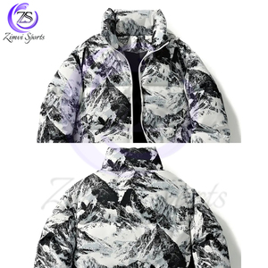 Ropa de invierno gruesa y cálida con cierre de cremallera Estilo informal Patrón a cuadros en blanco y negro Los hombres usan chaquetas acolchadas - Product Image 5