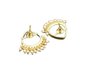 Material de latón de alta calidad y piedra chapada en oro, pendiente de tuerca pintado a mano, pendiente de joyería de diseño moderno para niñas y mujeres - Product Image 6