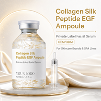 Sérum facial en ampoule de collagène et de peptides de soie à marque privée OEM ODM, hydratant et raffermissant pour les soins de la peau