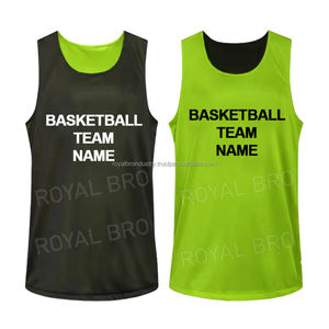 Camiseta de baloncesto de talla grande Reversible con estampado de transferencia de calor por encargo de alta calidad que absorbe la humedad, práctica de equipo universitario - Product Image 3